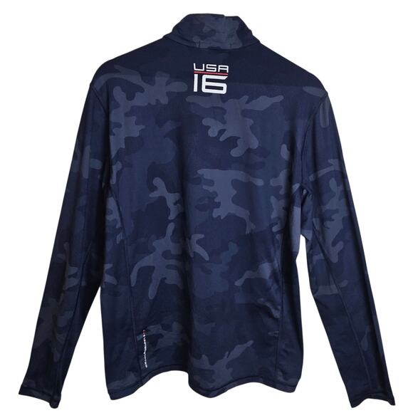 RLX Ralph Lauren Shirt Mens Medium Blue Camo US Ryder Cup Team Pullover 2016 - Picture 2 of 16